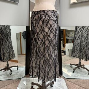 White and Black Lace Maxi Skirt